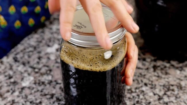 Pickling brine in jar