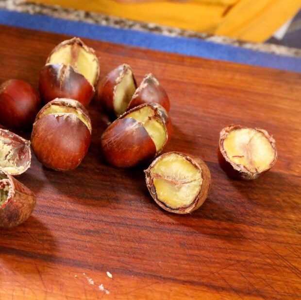 Cut boiled chestnuts