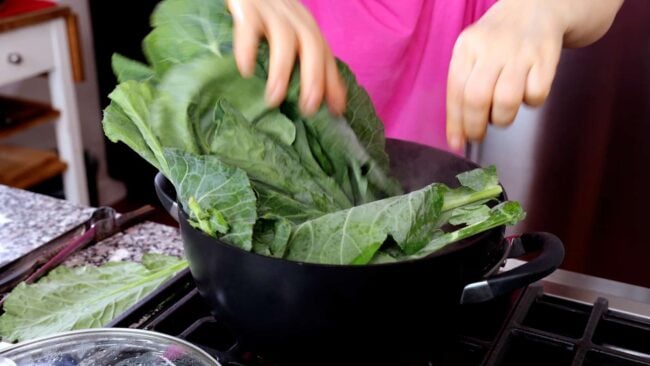 blanching collard greens