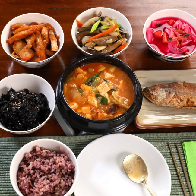 Korean breakfast with doenjang jjigae