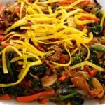 japchae (Korean stir-fried noodles with vegetables, meat, and mushrooms) 잡채