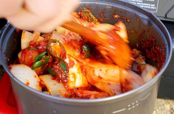 kimchi mackerel camping stew