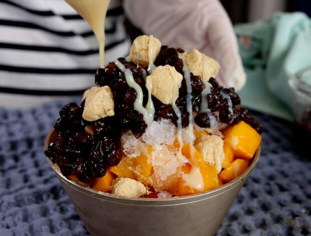 Korean shaved ice with sweet red beans