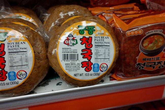 Cheonggukjang at a Korean grocery store