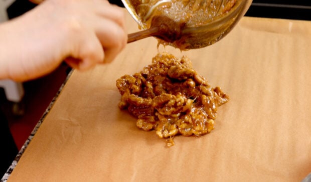 Walnuts on parchment